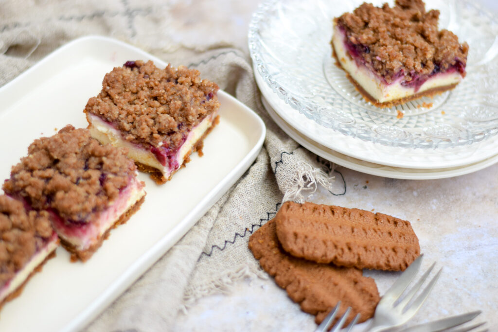 Kersen cheesecake met bastogne kruimels