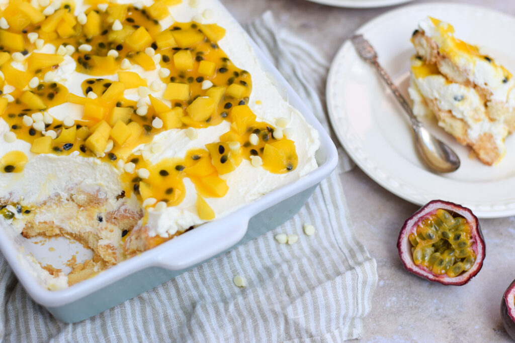 Mango passievrucht tiramisu