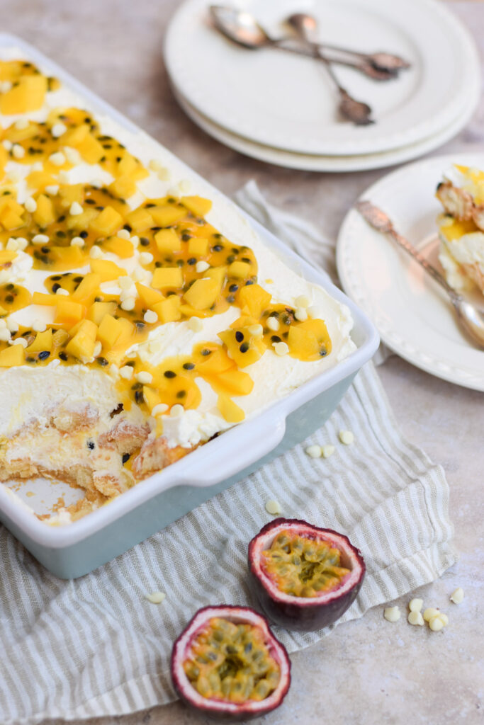 Mango passievrucht tiramisu