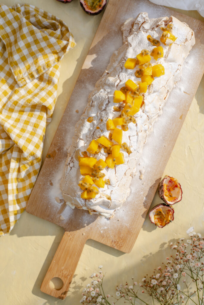Meringuerol met mango passievrucht