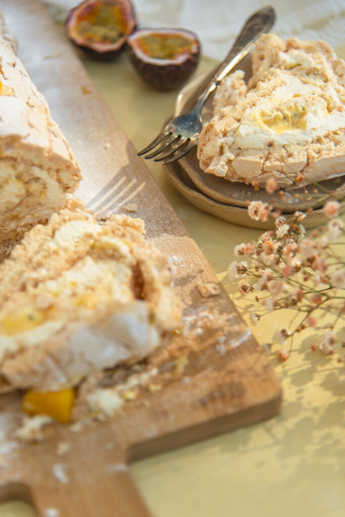 Meringuerol met mango passievrucht