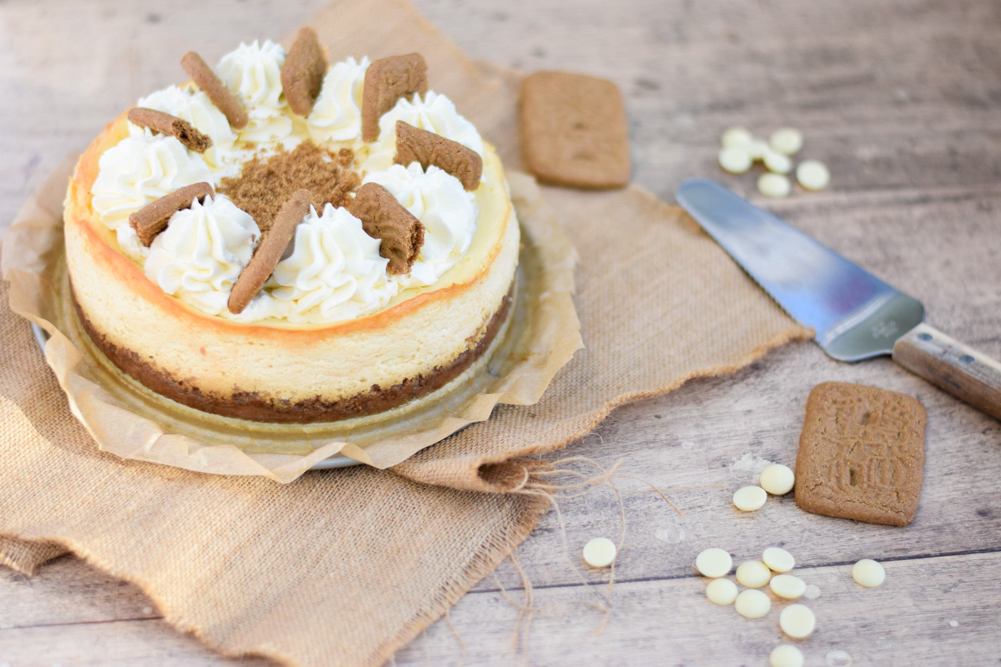 witte chocoladecheesecake met speculaas