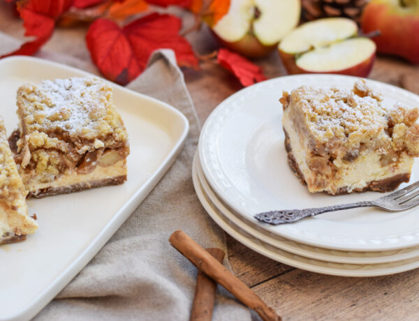 Appelkruimel cheesecake stukjes