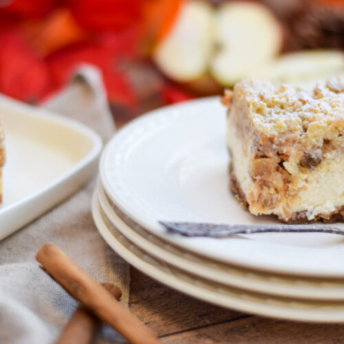 Appelkruimel cheesecake stukjes