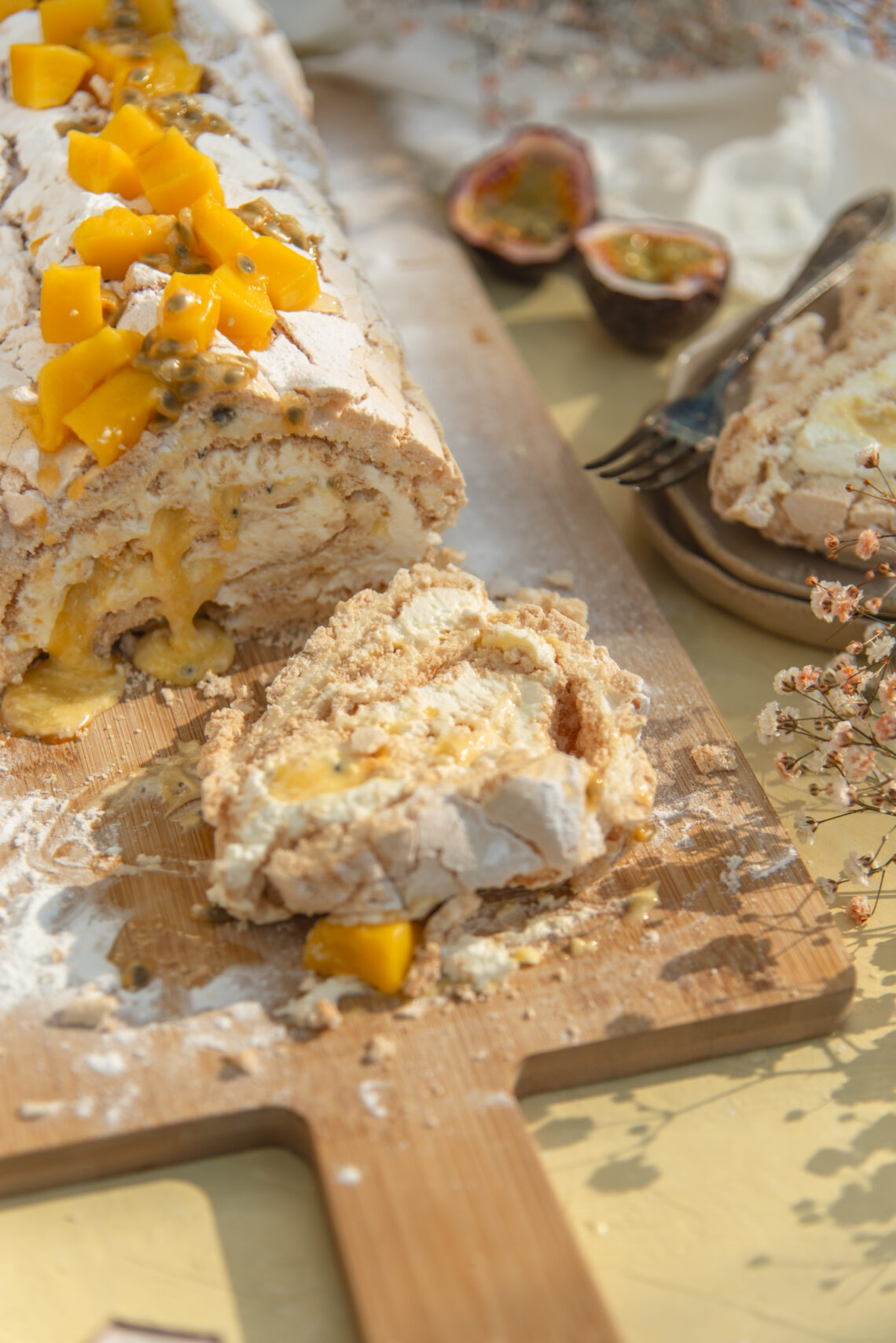 Meringuerol met mango passievrucht