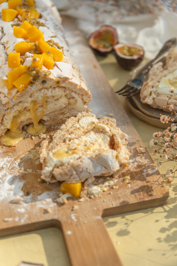 Meringuerol met mango passievrucht