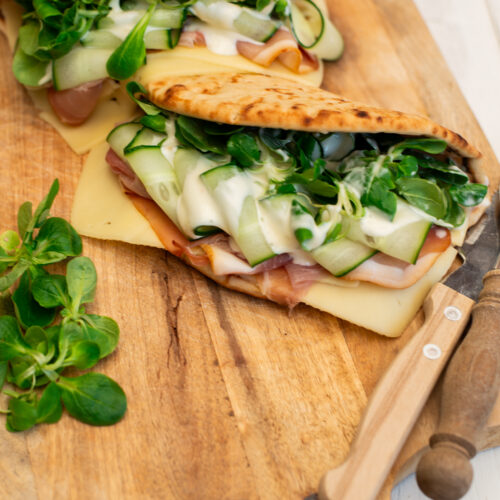 Flatbread met Coburger ham en Leerdammer