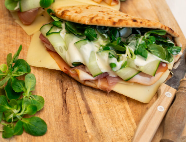 Flatbread met Coburger ham en Leerdammer